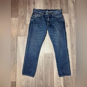 Buck Mason Maverick Slim Jeans Mens  14 Oz Double Dipped Denim Button